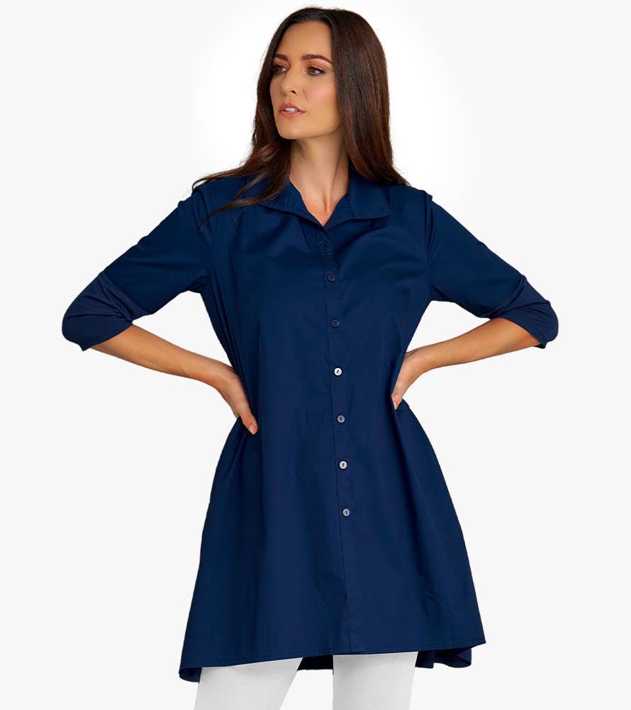 Stella Carakasi - Wholesale Tunic - Women's - Women's 3/4 Sleeve A-Line Cotton Poplin Tiburon Tunic Icon28
