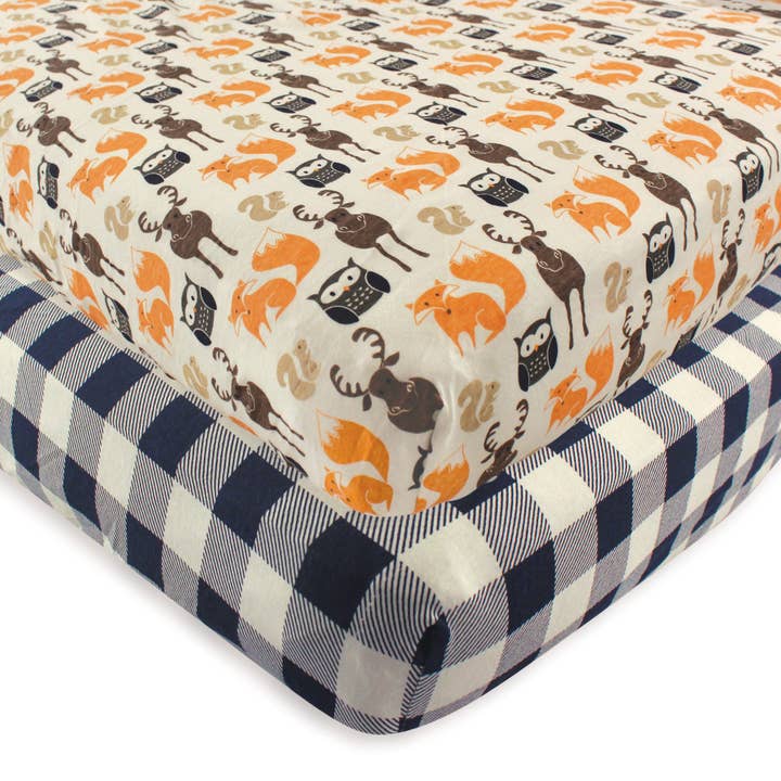 Hudson Baby Cotton Fitted Crib Sheet, Forest for wholesale by BabyVision