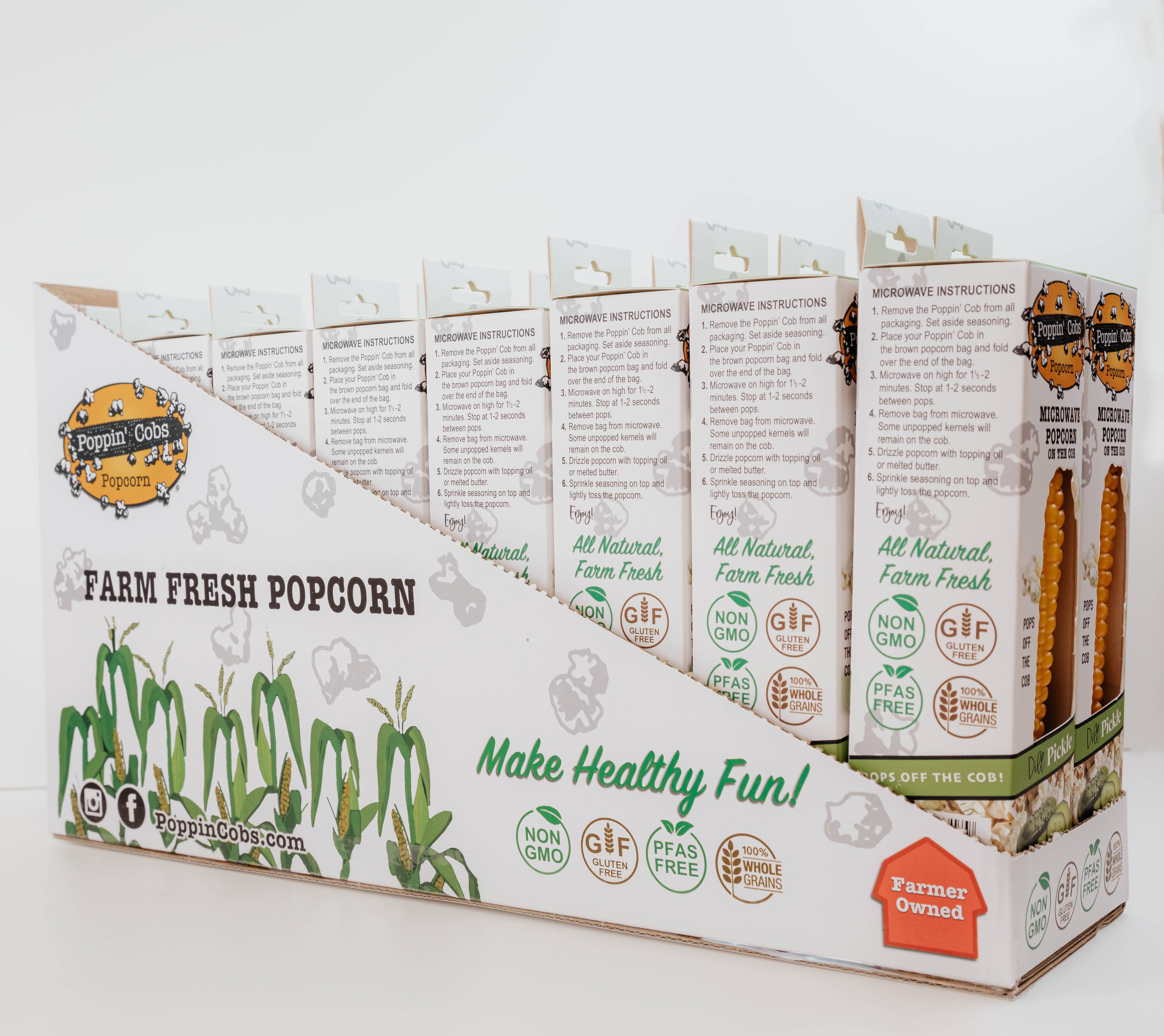 Poppin' Cobs Popcorn - Wholesale Popcorn - Popcorn on the Cob with Dill Pickle Seasoning2