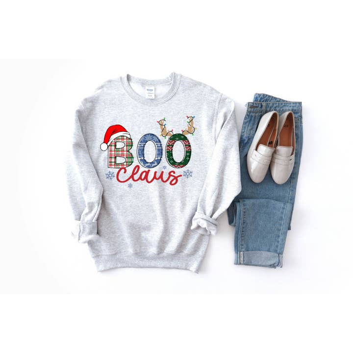 Boo Claus Athletic Grey DTG Sweatshirt for wholesale by Southern Attitude Designs Inc