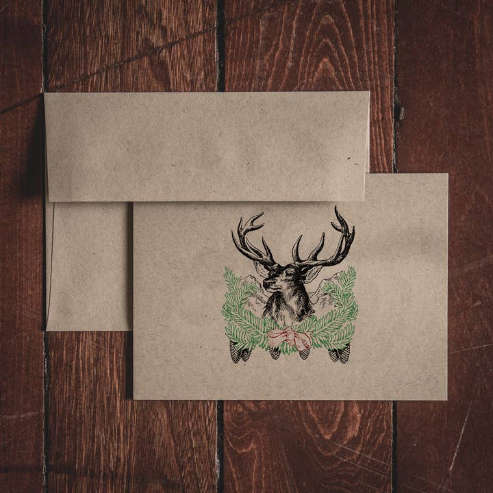 OAK & INK - Wholesale Stationery/Notecard Set - Christmas Reindeer Note Cards0