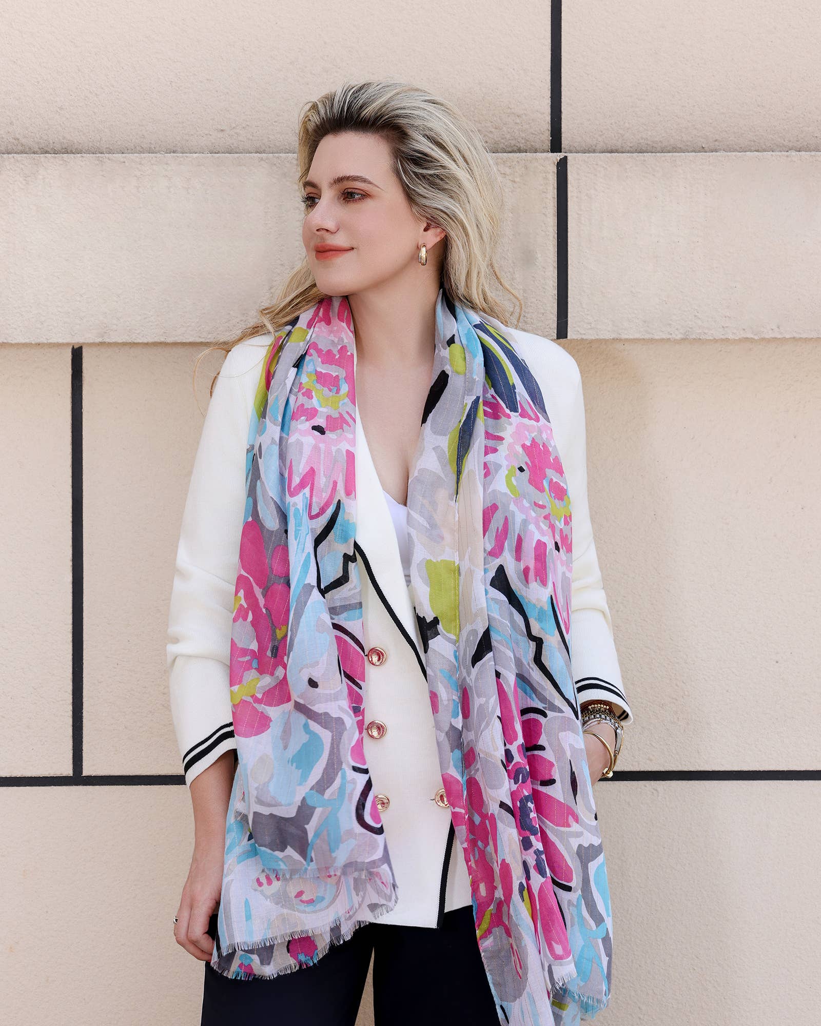 Emilie collection - Wholesale Scarf - Women's - Scarf with glitter and print13