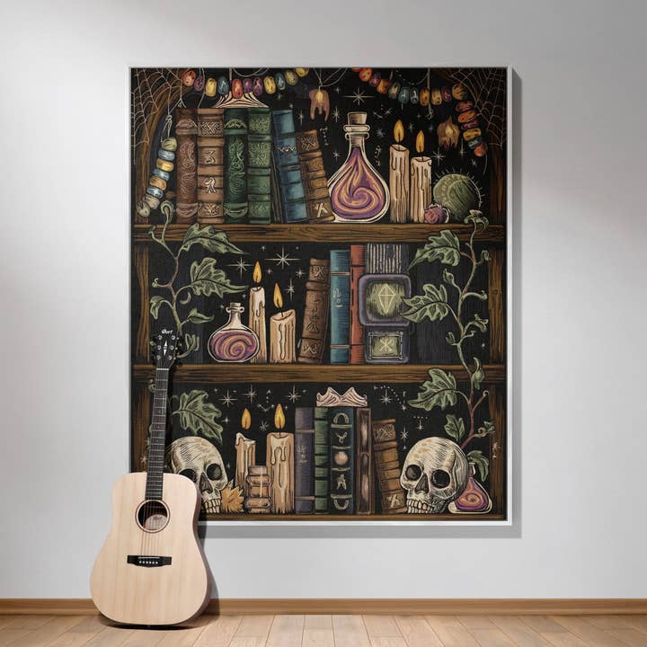 Enigmatic Witch's Library Woven Throw Blanket for wholesale by MagicMerchEmporium