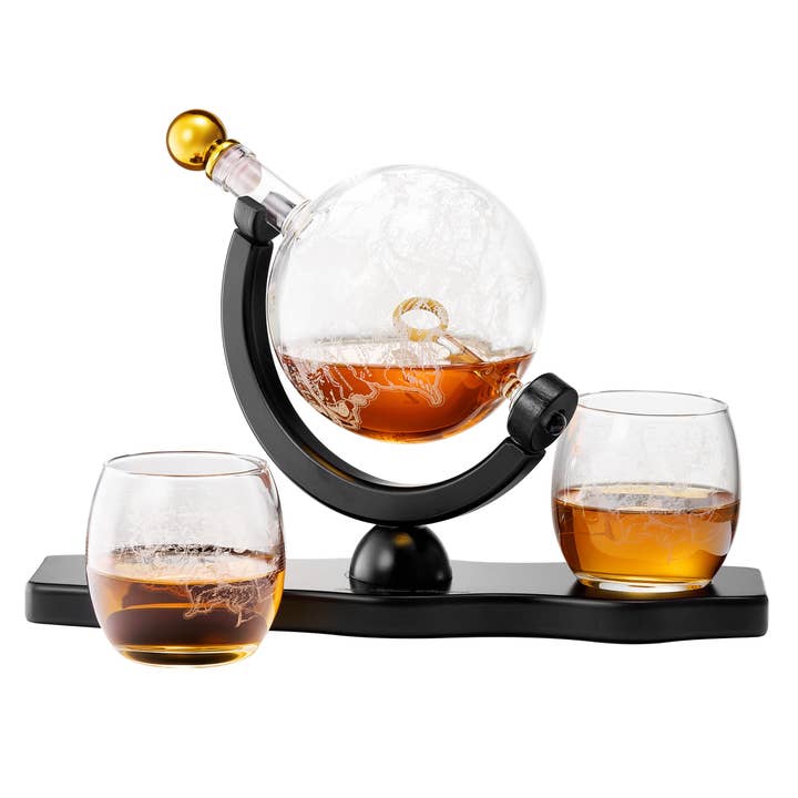 LOTR Middle Earth Whiskey Decanter Set - Gold Ring 30oz for wholesale by The Wine Savant / Khen Glassware