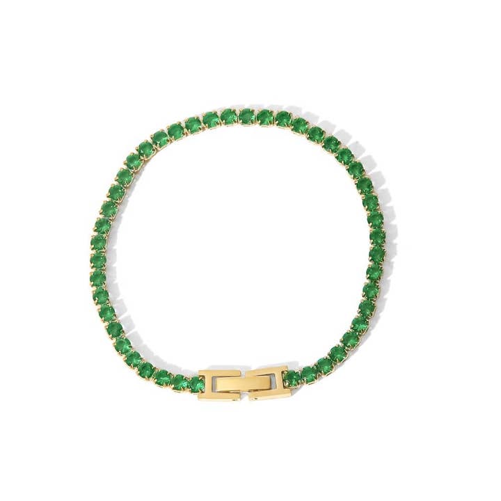 18k Stainless Steel Green Zircon Bracelet (LSSGB80) for wholesale by Lyza Jewels