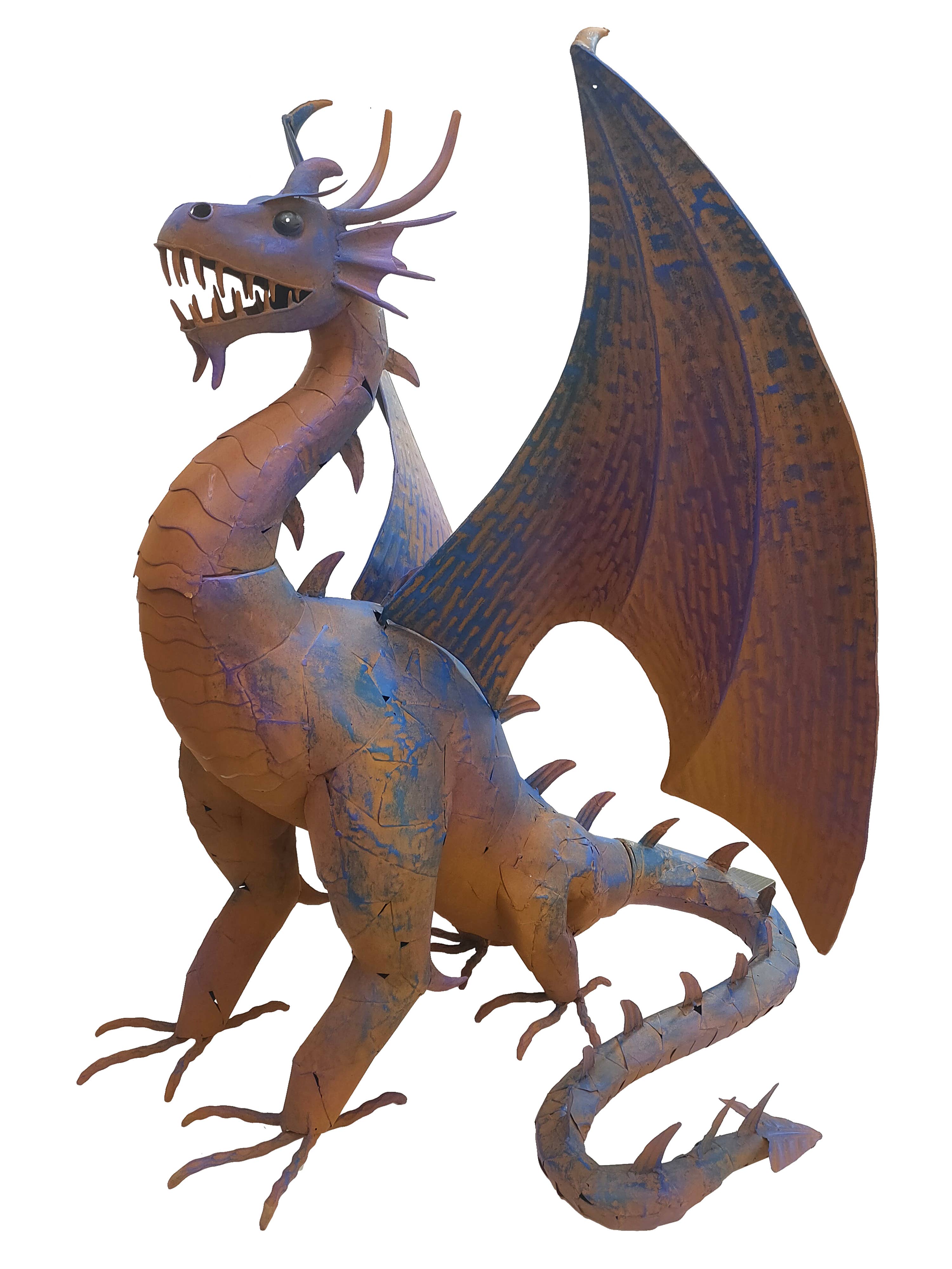 Continental Art Center - Wholesale Sculpture - Rustic Metal Big & Small Dragon Statues3