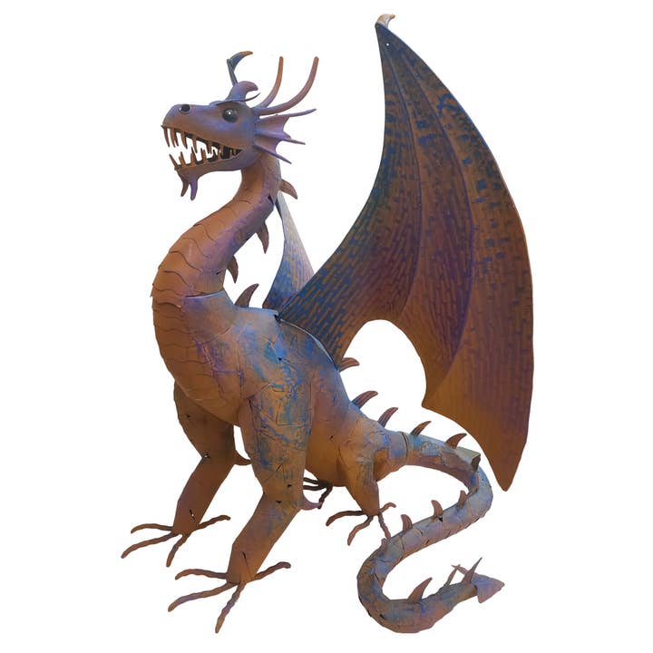 Continental Art Center - Wholesale Sculpture - Rustic Metal Big & Small Dragon Statues3