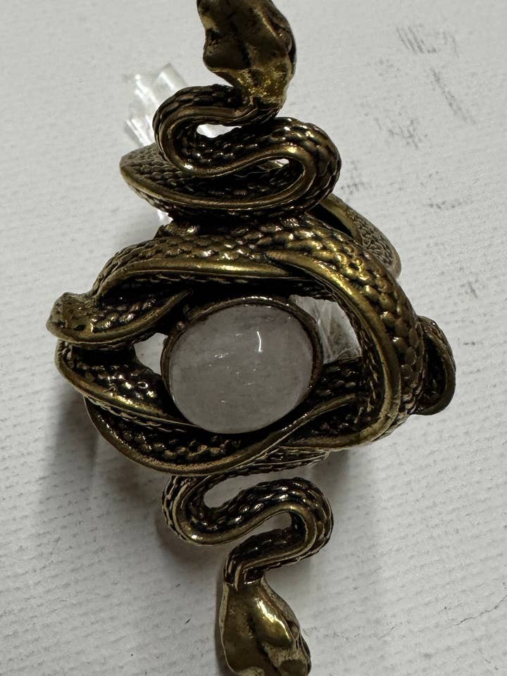 Double head Snake Ring with Stone for wholesale by The Curator
