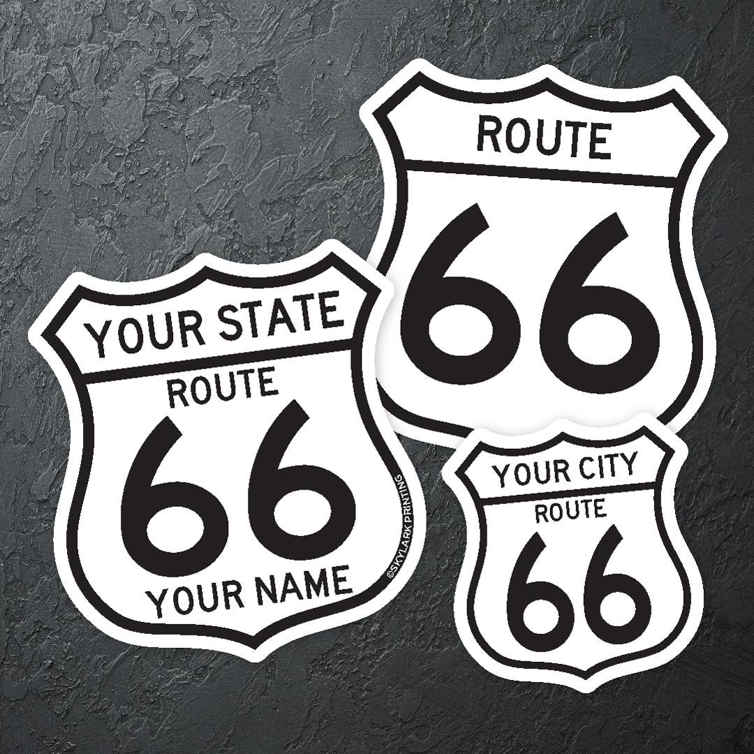 Skylark Printing - Wholesale Sticker - Custom Route  66 Souvenir Sticker  with Your City or State0