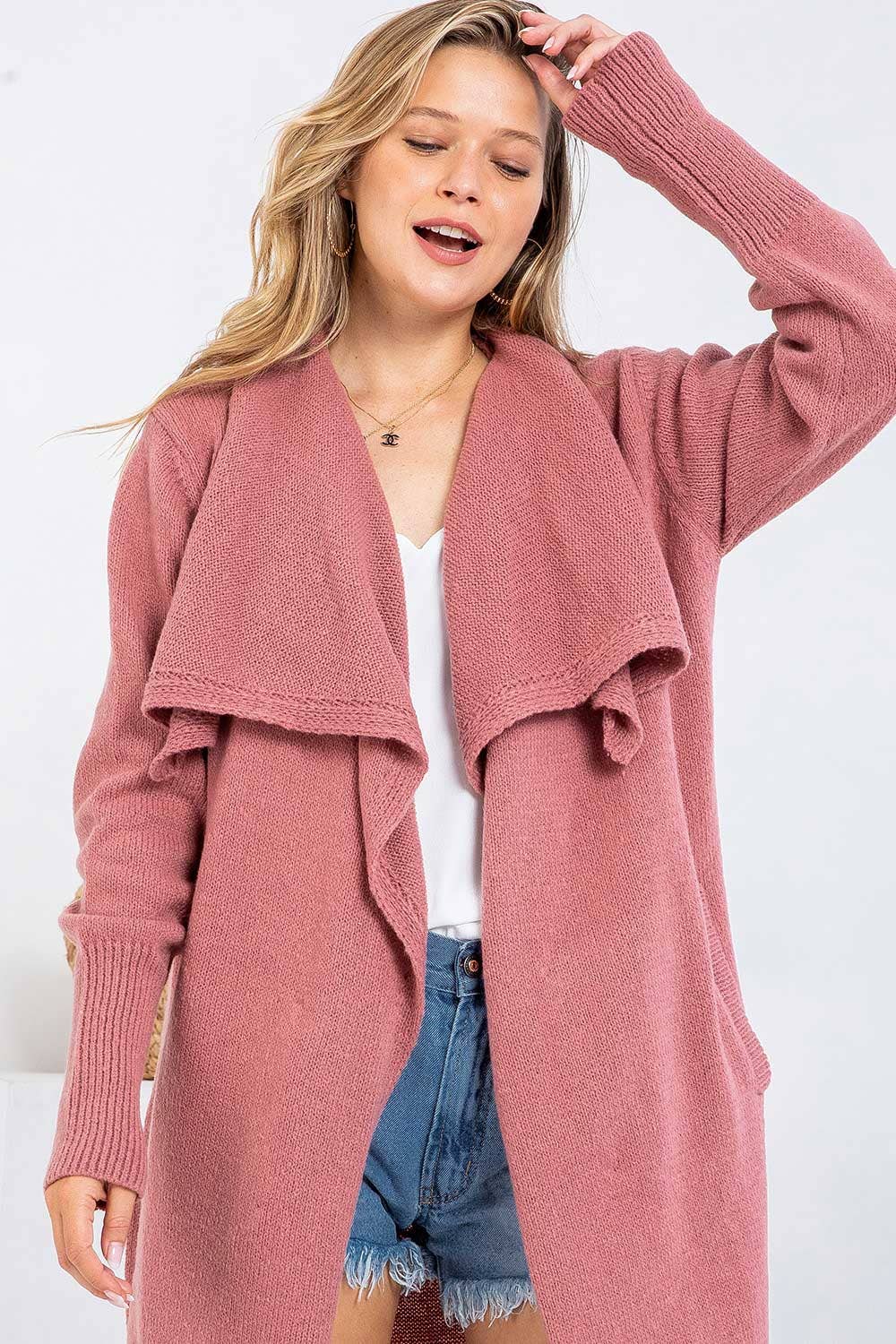 Sweet Lovely by Jen – Engroshandel Cardigan - Dame – BLØD STRIKTRØJE MED ÅBEN FRONT LANG CARDIGAN41