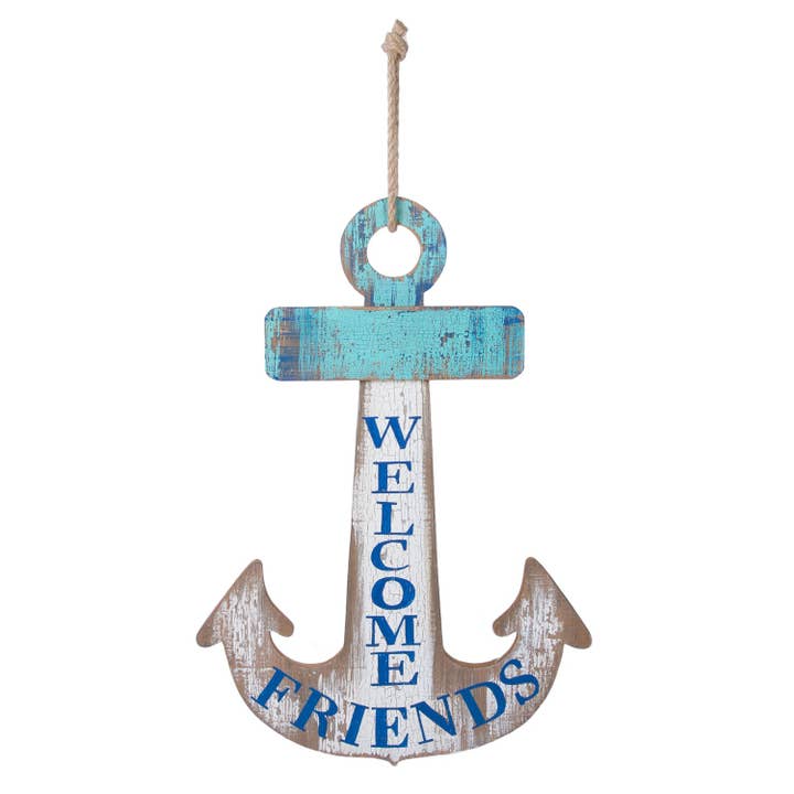 Plaque d'ancre Welcome Friends pour la vente par Beachcombers