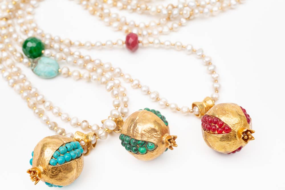 Spanish & Sisters - Wholesale Pendant/Charm Necklace - POMEGRANATE PEARL PENDANT - TURQUOISE3