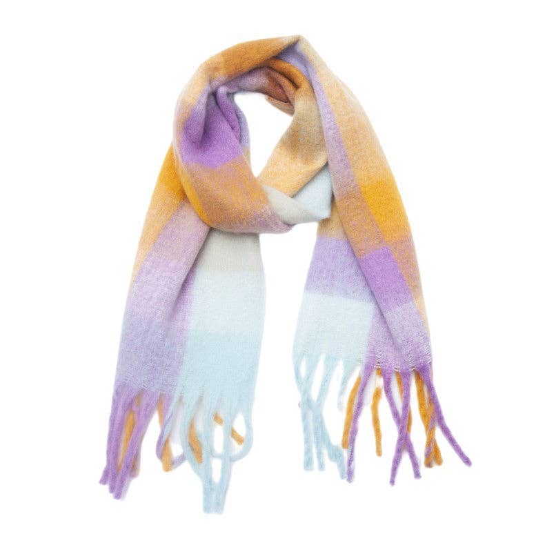 Dipped Shop - Wholesale Scarf - Women's - Coloful Plaid Tassel Scarves DPKS101249