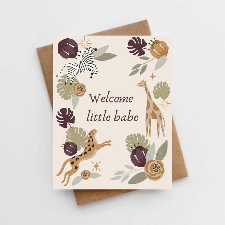 Welcome little babe card for wholesale by Lemon Milk Paper Co