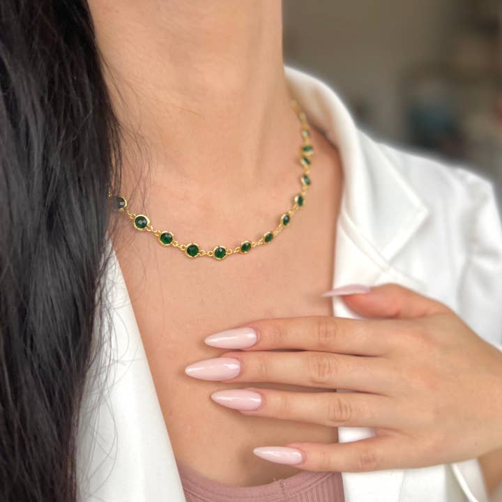 Rossie Jewellery – wholesale Beaded/pearl necklace – Emerald, Gold Gemstone, Beaded & Crystal Charm Necklaces4