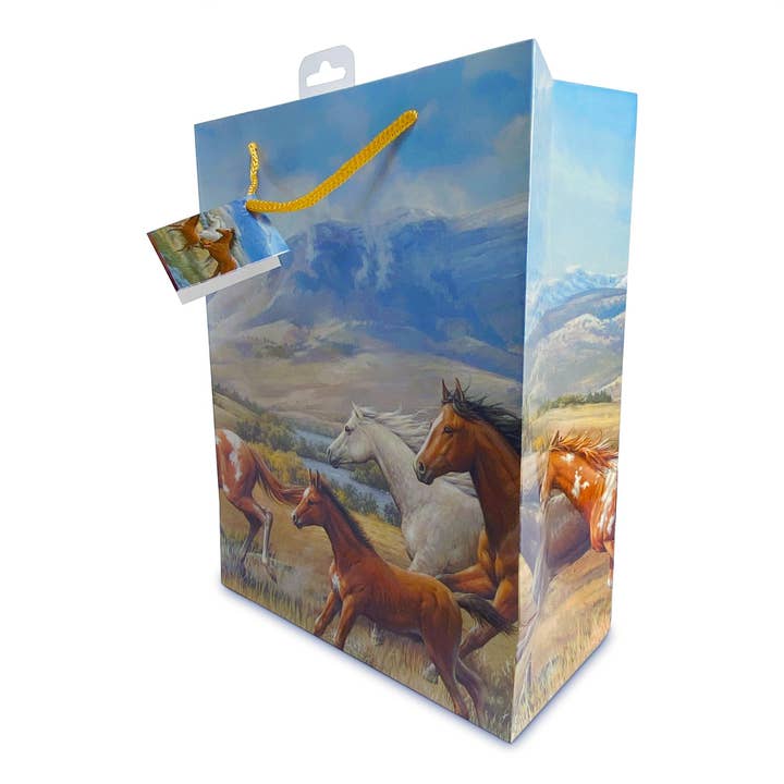 Gift Bag Medium-Horses Running Free for wholesale by Rivers Edge Products