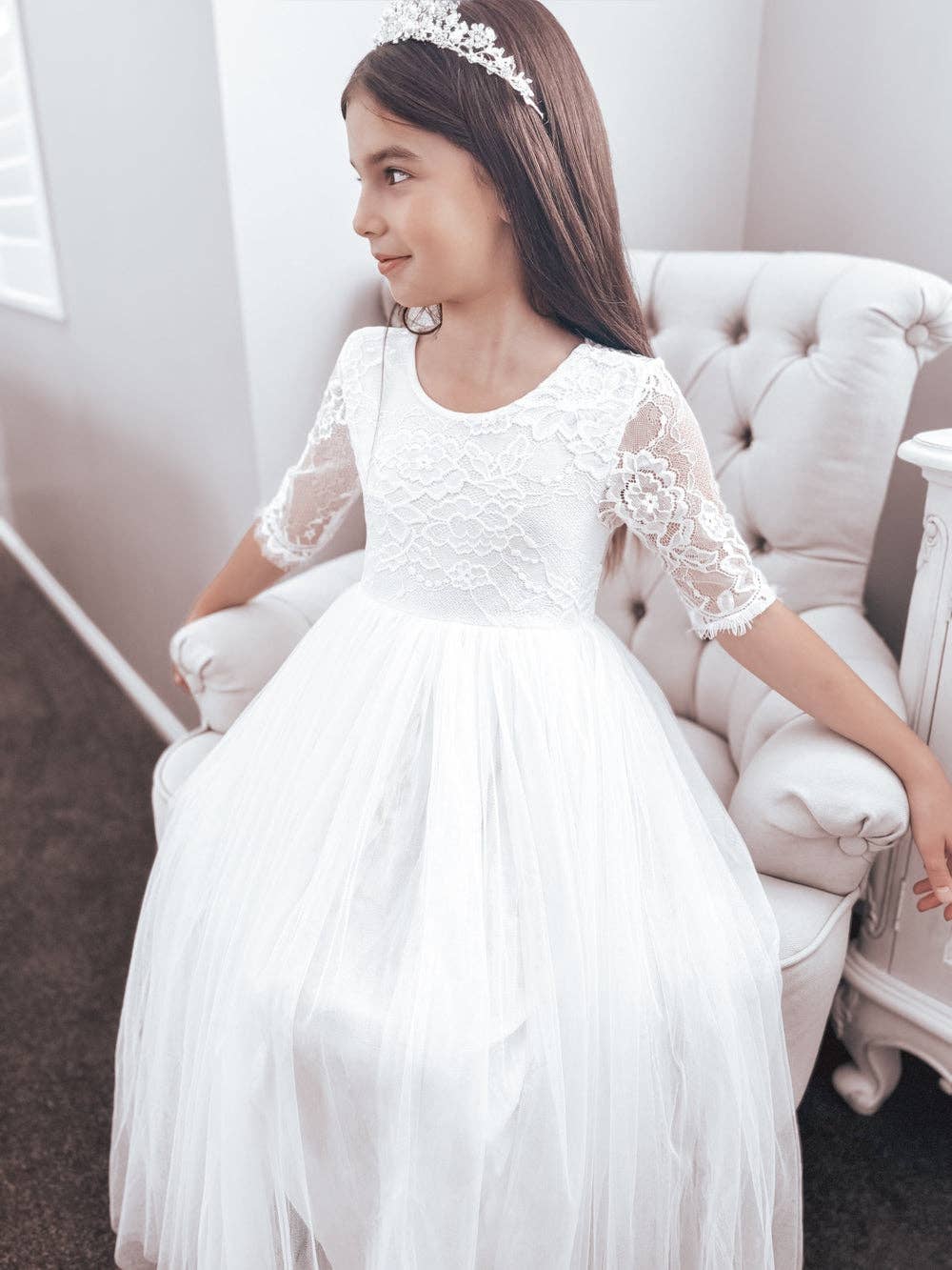 A Little Lacey - Wholesale Dress - Kids - Maia White Lace Dress2