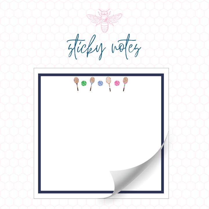 Vintage Tennis Racquet Sticky Notes 3x3 Inches for wholesale by Busy Bee Gift