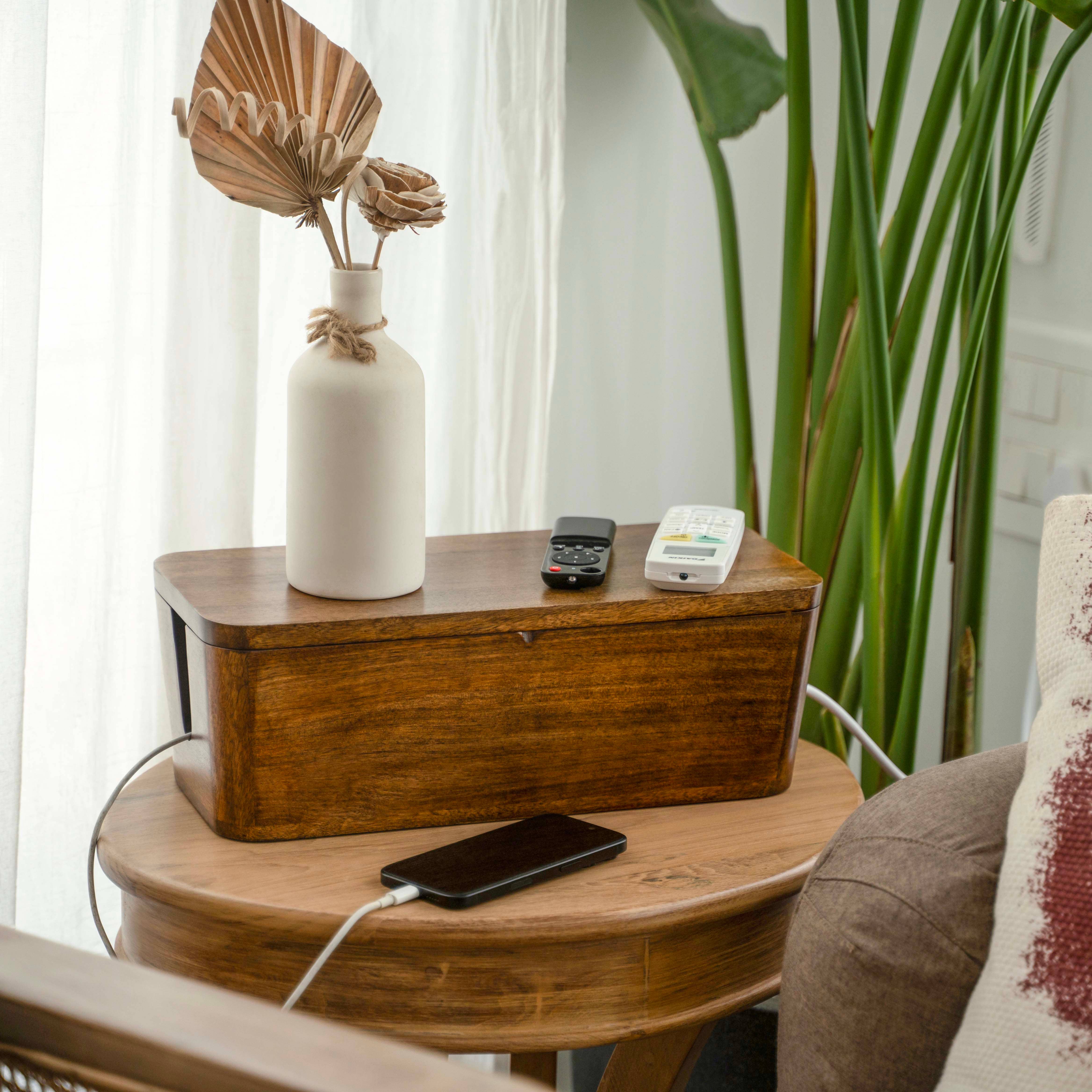 LuxeDesigns Co LLC – wholesale Desk organiser – Cable Management Box - Natural Wood6