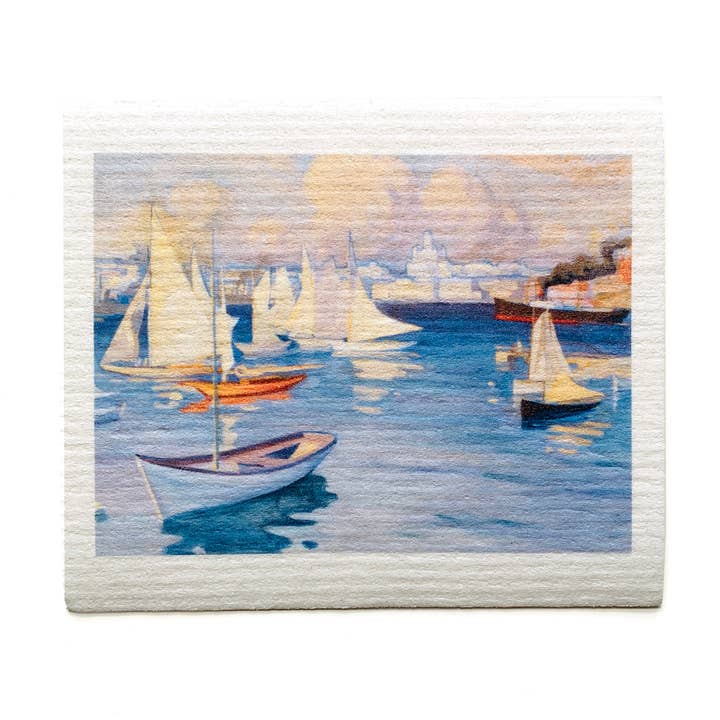 Sailboats Swedish Dishcloth for wholesale by Sweetgum Home