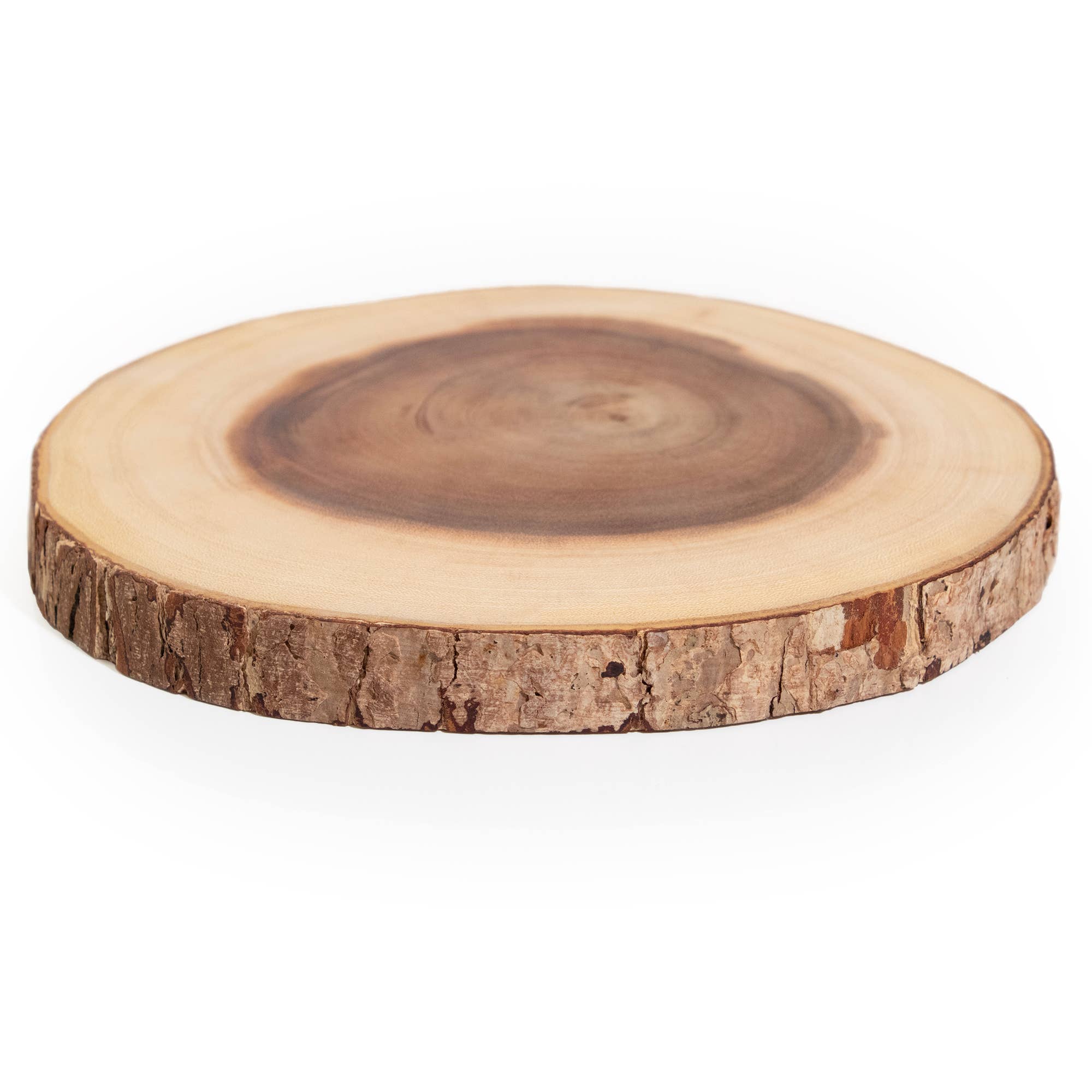 Andaluca - Wholesale Cheese Board - Bark Edge Round Teak Slice Charcuterie Board: 10-12"2