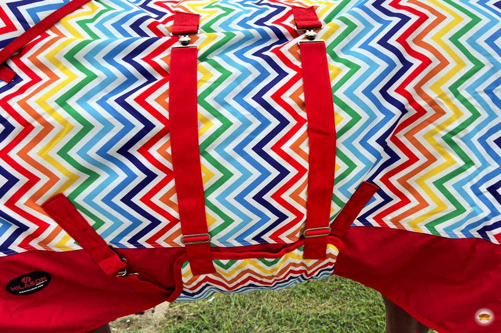 HILASON - Vente Équipement d’équitation - HILASON 1200D Hiver Imperméable Poly Couvre-cou de Cheval Tournant Couverture de Cou Enveloppement de Ventre Arc-en-ciel Zigzag | Couvertures pour Chevaux4