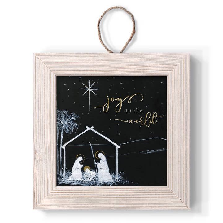 Real Wood White 5.25 in. Joy to the World Nativity Ornament for wholesale by Wexford Home