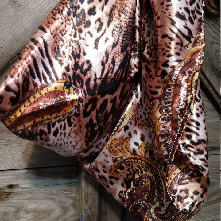 Double B Wild Rags - Wholesale Scarf - Women's - Wild Rag ANIMAL 608 Brown Paisley Cheetah Cowboy Western Neck Scarf Bandanna by Double B Wild Rags3