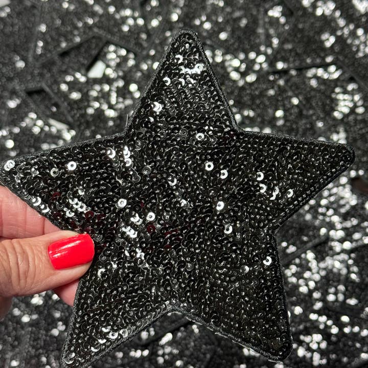 sequinandstiches - Wholesale Patch - Star Patch, Sequin Star Patch, Black 5" Sequin Star Patch, Iron on Patch, DIY, Trucker Hat Patch, Preppy Patch Trendy Patch Patch, Sequin Star