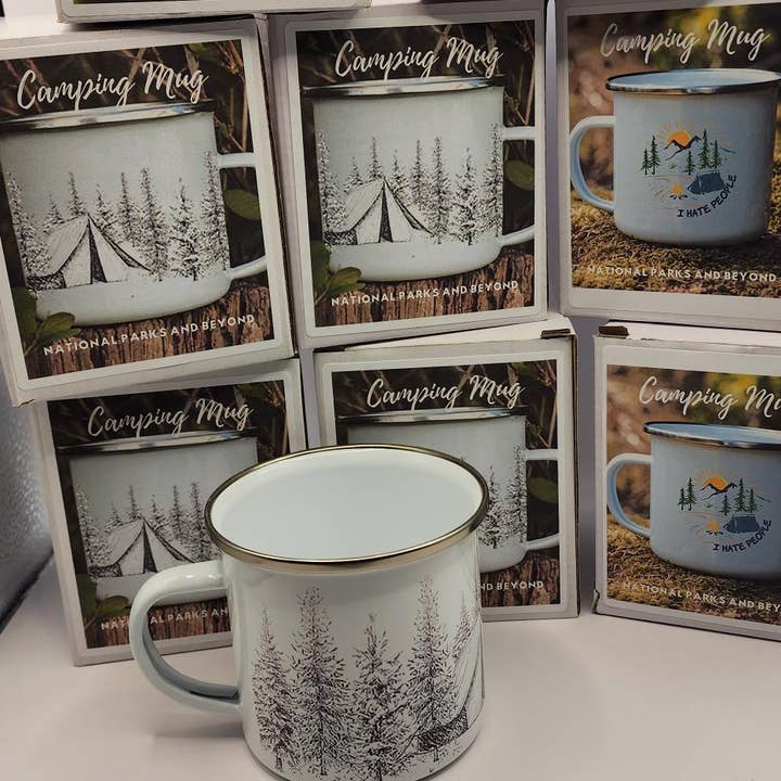 National Parks and Beyond - Wholesale Coffee Mug - Adventure Awaits Enamel Camping Cup or Mug3