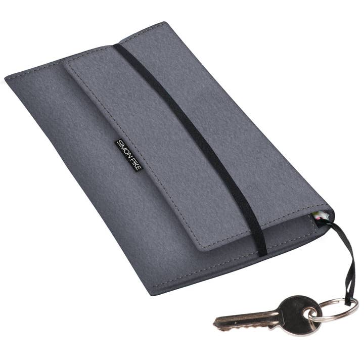 Cartera para móvil «Madrid» 43 en fieltro de lana gris elefante para venta al por mayor de Simon Pike