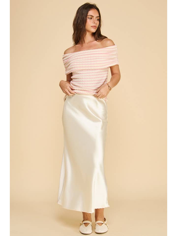 If She Loves - Wholesale Skirt - Women's - ISK1381 Aniston Slip Skirt Champagne