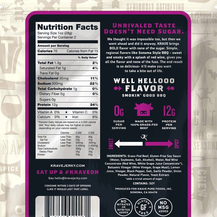 KRAVE & Chef's Cut Real Jerky - Wholesale Jerky - Sonoma Style BBQ Zero Sugar Jerky1