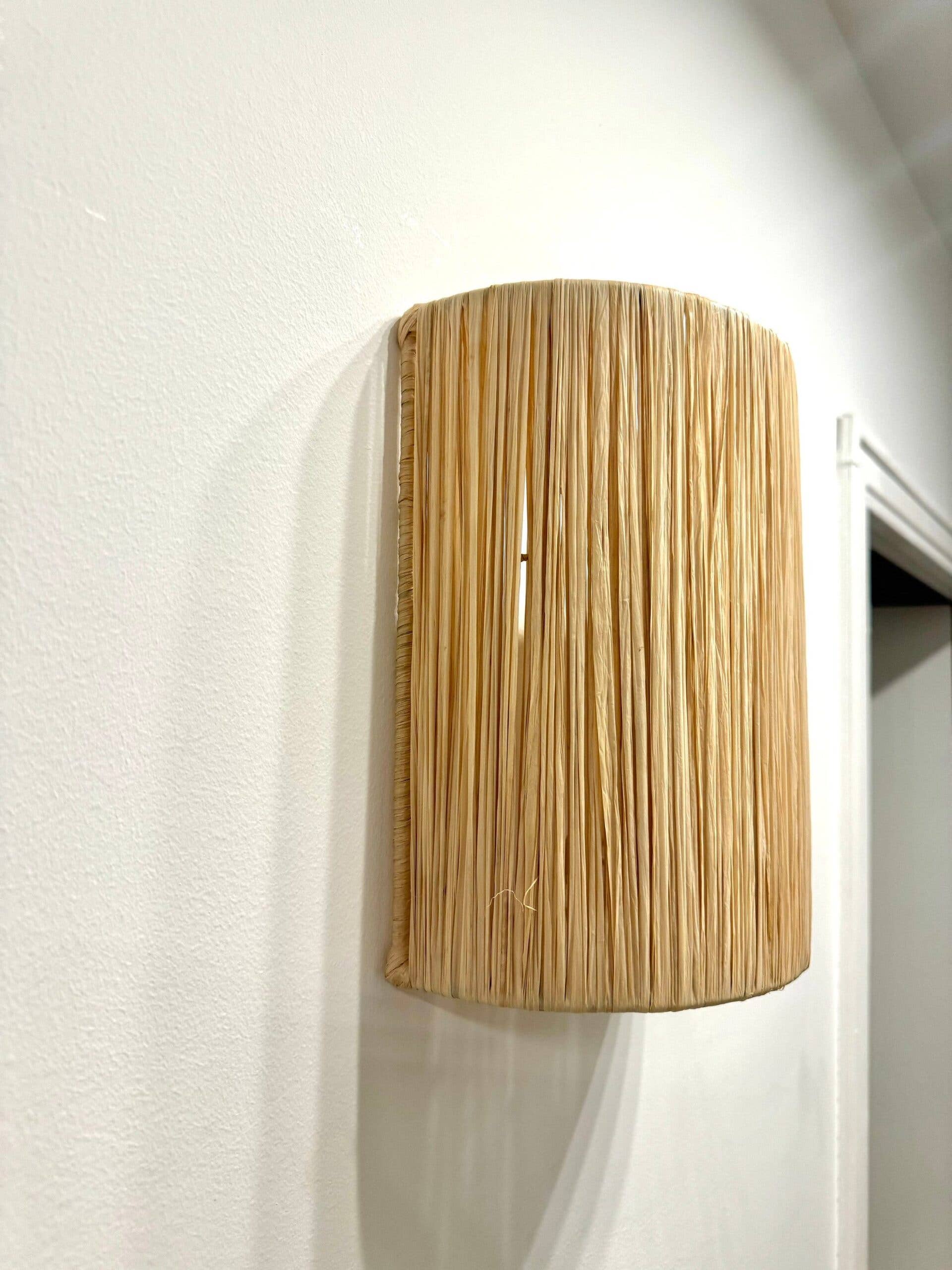 High crafty – wholesale Sconce – Aya Handwoven Raffia Wall Sconce Boho Light Fixture1