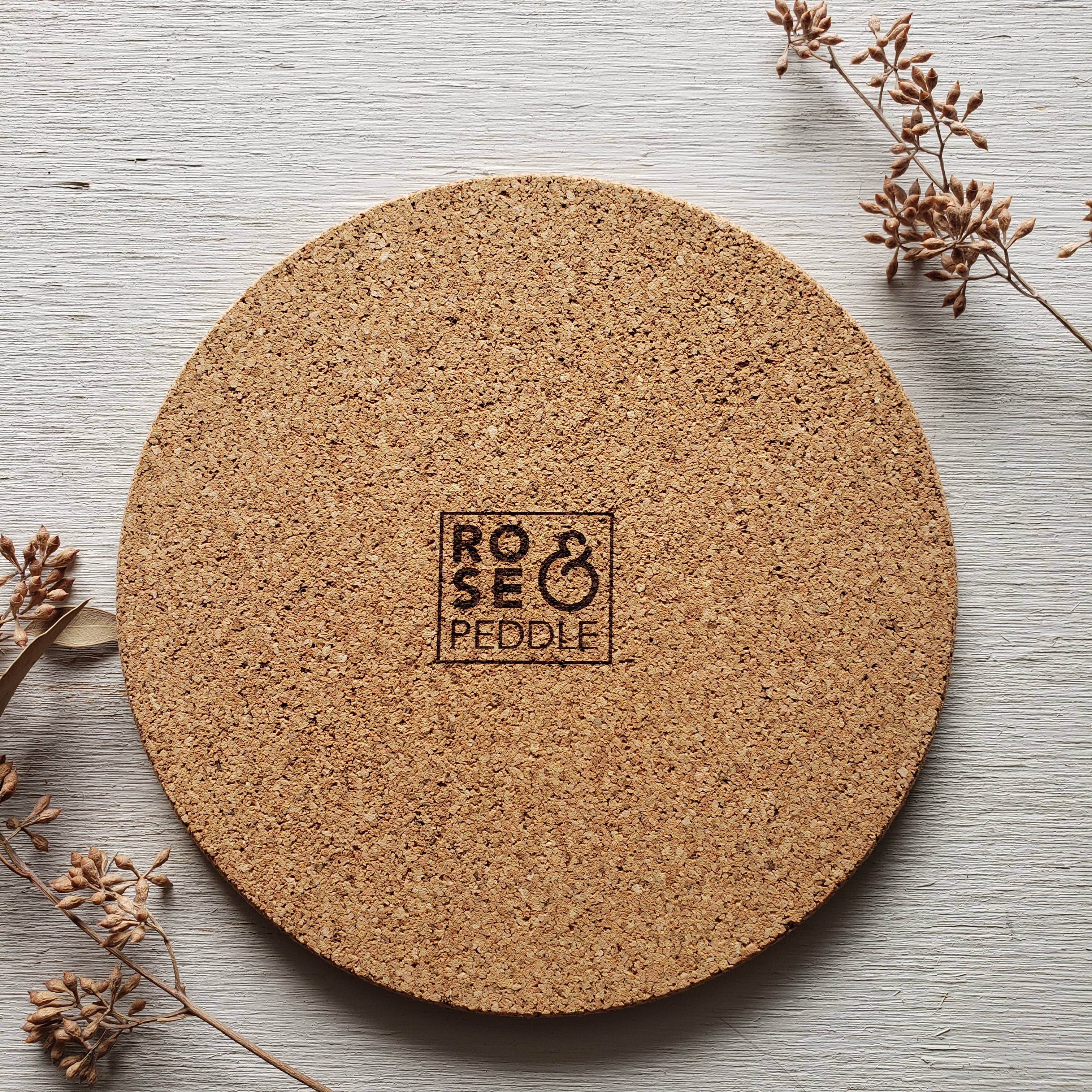 Rose and Peddle - Wholesale Trivet - Floral Laser Engraved Cork Trivet3