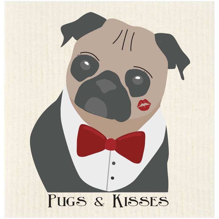 Mops & Kyssar Valentine Svensk Diskduk för wholesale av Potluck Press
