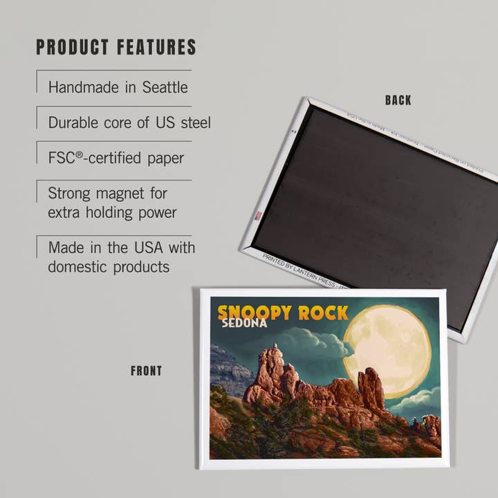 Lantern Press - Wholesale Magnet - MAGNET Sedona, Arizona, Snoopy Rock & Full Moon