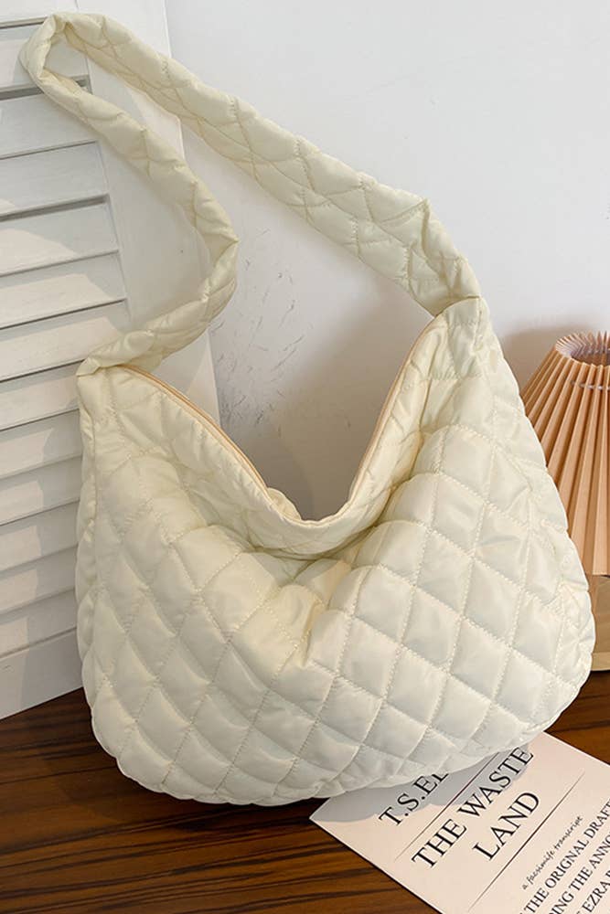 UNISHE - Wholesale Tote Bag - Women's - Plain Quilted Diamond Zipper Closure Tote MOQ 3pcs ZZKF4263