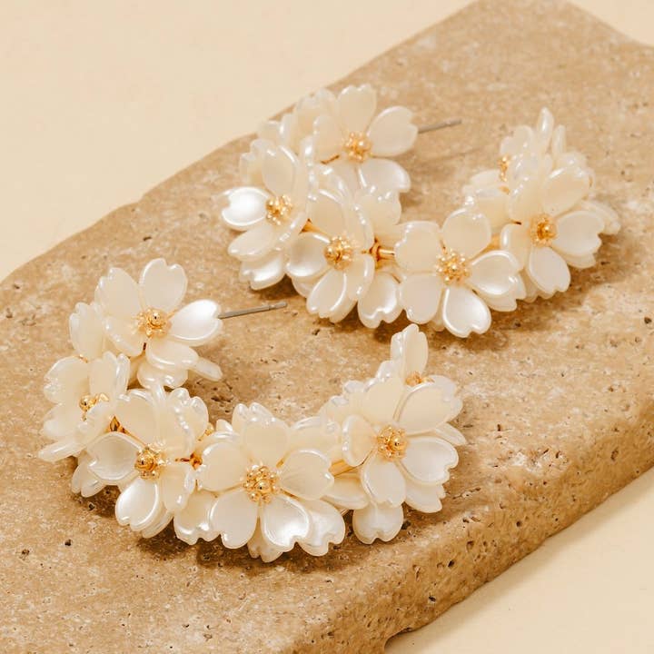 Floral Acrylic Cluster Hoop Earrings for wholesale by Anarchy Street