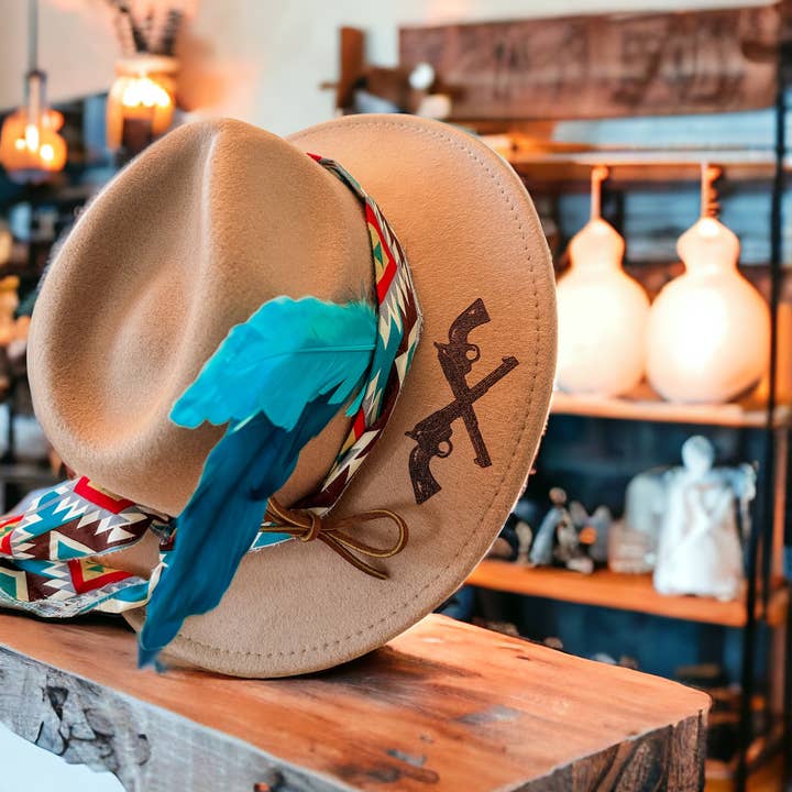 Brændt hat | Pistoldesign | Cowboy for engroshandel hos Wild Indigo