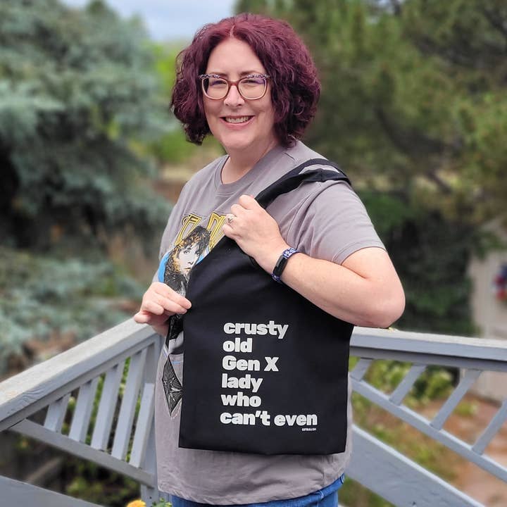GetBullish - Wholesale Tote bag ā Women's - Crusty Old Gen X Lady Who Can't Even Slouchy Canvas Tote3