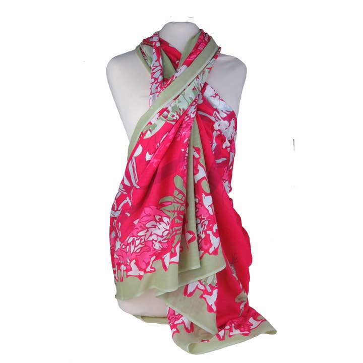 Estola pareô de algodão Camargue em vermelho framboesa por atacado de Supplement D'AM