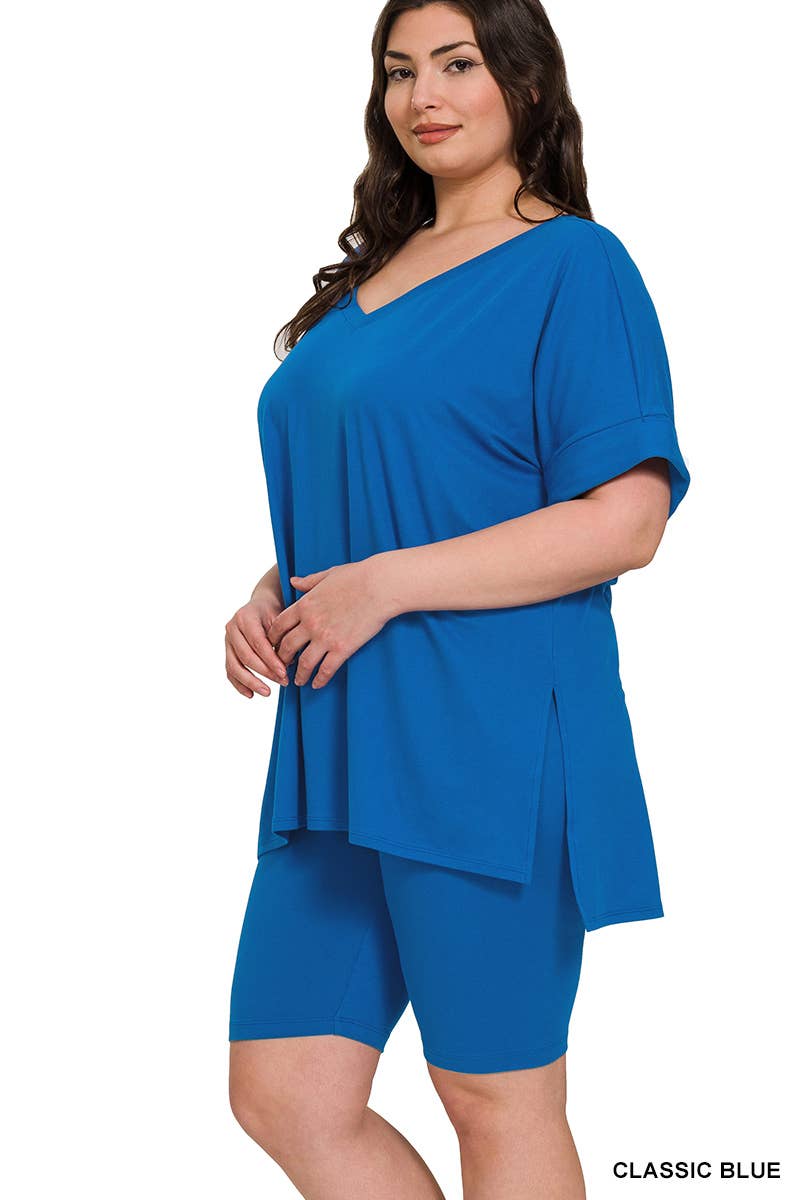 Vanilla Monkey - Wholesale Top & Pant Set (NOT Loungewear) - Women's - Plus Brushed Dty Microfiber V-neck Top And Biker9