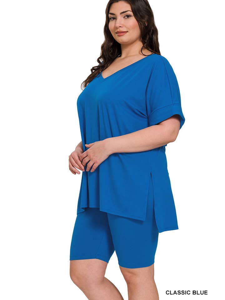 Vanilla Monkey - Wholesale Top & Pant Set (NOT Loungewear) - Women's - Plus Brushed Dty Microfiber V-neck Top And Biker9