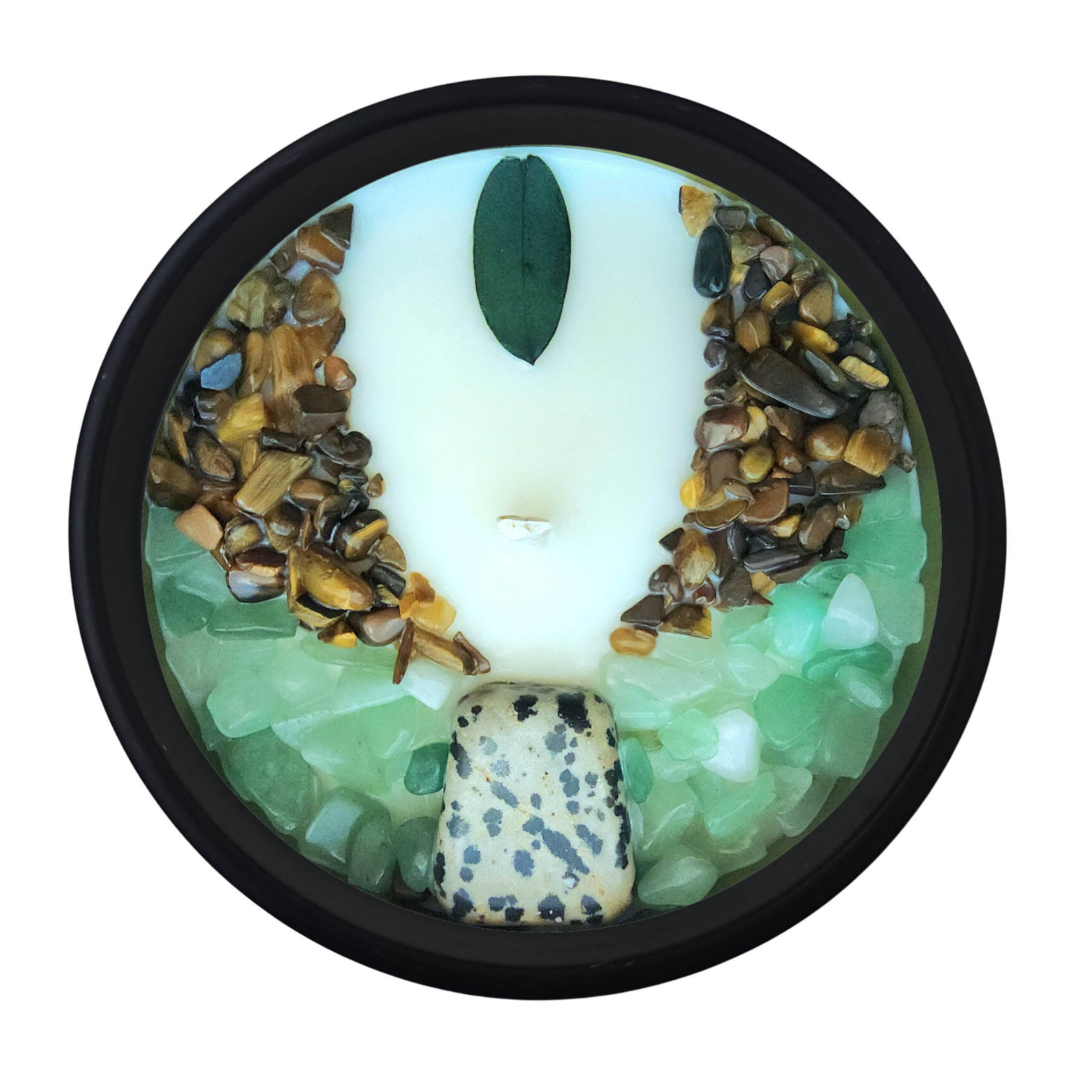 Nymph & Satyr Co. - Wholesale Jar/Filled Candle - I AM EARTH • 10oz Soy Crystal Candle (Black Glass)1