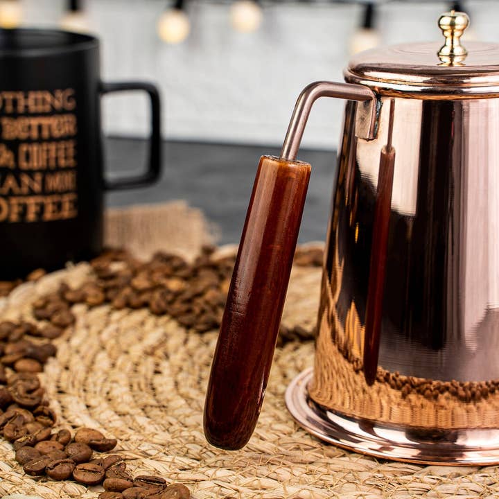 ANATOLIACRAFT - Wholesale Tea Pot - Copper Coffee & Tea Serving Pot | Handmade Solid Copper Coffee Pot | Handmade Copper Kitchen Utensil