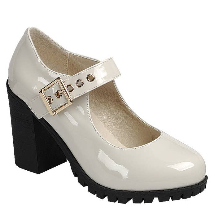 Forever ACCEPT-33 Femmes Talons Mary Jane à Semelle Crantée avec Boucle - Paquet de 18 Paires - 10,05/Paix pour la vente par Mars Sky Shoes Wholesale