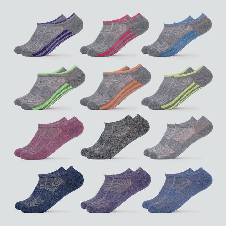 Neon Grey No-Show Sports Socks for wholesale by Mio Marino
