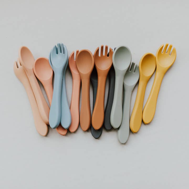 Babeehive Goods - Wholesale Flatware Set - Kids & Baby - Silicone Spoon and Fork Set