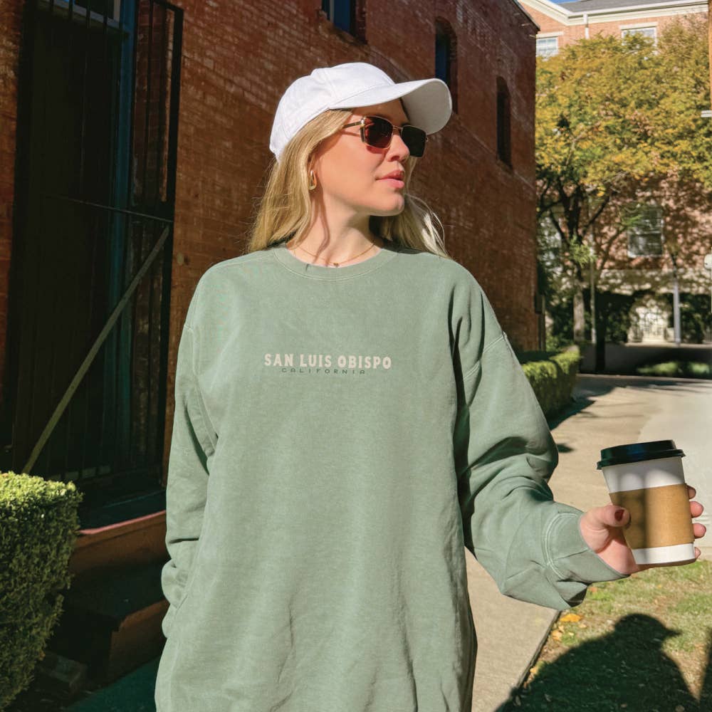 AnglinMade - Wholesale Graphic Sweatshirt - Unisex - Historic SLO Sweatshirt: Sage3
